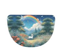 SXZVVBN Paillasson en flanelle avec motif licornes au lointain demi-lune pour l'intérieur