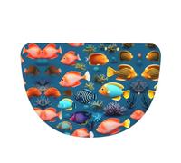 SXZVVBN Paillasson en flanelle demi-lune pour l'intérieur Motif poissons de récif sous-marin