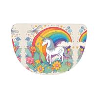 SXZVVBN Tapis de porte en flanelle motif licornes de dessin animé demi-lune pour l'intérieur