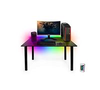 SyberDesk Bureau Gaming 105cm x 65cm Lumières LED Noir Sybon