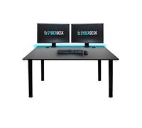 SyberDesk Bureau Gaming Bureau de Jeu pour Gamers 120 cm x 65 cm - Bureau d'ordinateur pour Bureau à Domicile - Bureau avec Lumières LED - Télécommande pour Changer 16 Couleurs Parent (Noir)