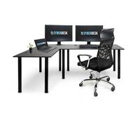 SyberDesk Gaming Pro - Bureau d’Angle 197 x 132 cm - côté Gauche, Noir - Bureau Gaming & Ordinateur