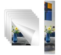 SYCEES 5 Pcs Miroir Mural Autocollant Carré 30x30 cm - Miroirs Adhésifs en Acrylique Épais 2mm, Incassables & Sécurité, Décoration Murale Moderne pour Salle de Bain, Chambre, Gym, Maquillage