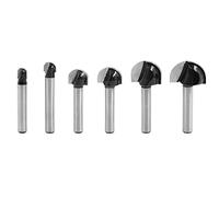 SYDARSYN Fraise à Fond Rond Bois, 6 Pcs 6.35mm Tige Routeur Core Box Bits CNC Fraise à Rainure Ronde Outils à Bois 6.35mm/7.9mm/12.7mm/15.9mm/19mm/22.2mm