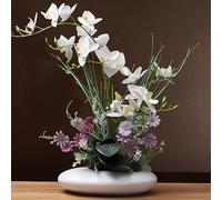 SYDDOL Orchidée Artificielle en Pot, 45 cm de Hauteur, Orchidée Factice au Look Réaliste, Arrangement Floral Zen Décoratif pour la Décoration de Maison (Fleur Blanche + Pot Blanc)