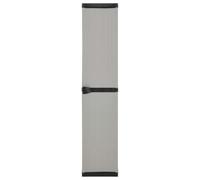 SYDE Armoire de jardin 3 étagères gris et noir 34 x 40 x 168 cm | PVC et PP résistants, nettoyage facile, usage extérieur pour patio ou balcon, design compact