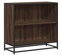 SYDE Armoire en chêne foncé 80,5 x 35 x 76 cm Bois d'ingénierie | Structure métallique industrielle, 2 étagères spacieuses, résistante à l'humidité, fixation murale incluse