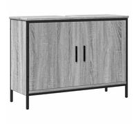 SYDE Armoire lavabo salle de bain bois ingénierie gris 80 x 30 x 60 cm | Acier revêtu de poudre, grand rangement, design peu encombrant, fixation murale incluse