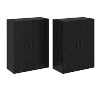 SYDE Armoire murale 2 unités chêne noir 69,5 x 34 x 90 cm | Bois résistant, deux portes à charnières, montage mural, pour salon, chambre à coucher, bureau
