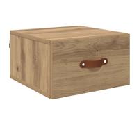SYDE Armoire murale en bois 35 x 35 x 20 cm | Poignées en cuir, finition mate, montage vertical, idéal pour les salons et les chambres