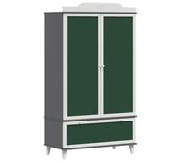 SYDE Armoire pour enfant avec ardoise 90 x 45 x 165 cm Gris | Bois résistant, portes avec charnières, étagères et barre de suspension, nettoyage facile