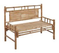 SYDE Banc de jardin avec coussin en bambou 120 cm | Dossier confortable, imperméable, résistant aux intempéries, nettoyage facile, lecture et repos