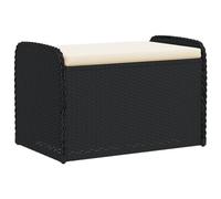 SYDE Banc de rangement en rotin synthétique noir 80 x 51 x 52 cm | Siège de jardin avec coussin, sac imperméable, ressort à gaz, housse lavable, max 110 kg