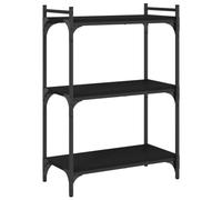 SYDE Bibliothèque 3 étagères bois ingénierie noire 60 x 30 x 86 cm | Structure métallique, pieds réglables, résistant à l'humidité, fixation murale incluse
