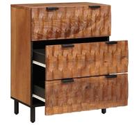 SYDE Buffet Acacia marron 60 x 33 x 75 cm | Manche en bois, tiroirs multiples, pieds en fer, stable, montage facile