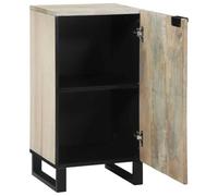 SYDE Buffet blanc 40 x 33 x 75 cm en bois massif de manguier | Rustique avec portes, étagères de planche, rangement pour salon ou salle à manger