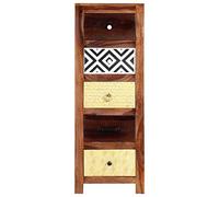 SYDE Buffet en bois massif acacia 40 x 30 x 110 cm | 5 tiroirs, style vintage, finition vernie, usage multiple