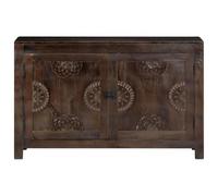 SYDE Buffet en bois massif manche 110 x 35 x 70 cm | Style vintage, 2 portes, sculpté décoratif, finition artisanale
