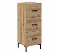 SYDE Buffet en chêne Artisan 34,5 x 34 x 90 cm Bois d'ingénierie | Rangement fonctionnel, design rectangulaire, pieds noirs, style contemporain, montage requis