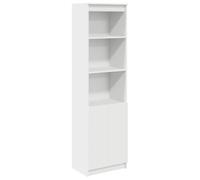 SYDE Buffet haut blanc 50 x 35 x 180 cm bois ingénierie | Porte pratique, grand rangement, multifonction cuisine, salle de bain, chambre, nettoyage facile