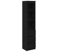 SYDE Buffet haut chêne noir 37,5 x 35 x 180 cm Bois d'ingénierie | Rangement spacieux, multi-usages pour cuisine, salle à manger, surface lisse, nettoyage facile, fixation murale incluse