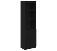 SYDE Buffet haut chêne noir 50 x 35 x 180 cm bois ingénierie | Grand rangement, porte pratique, multifonction cuisine, salle de bain, chambre, nettoyage facile