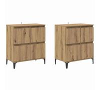 SYDE Buffet latéral en chêne Artisan 60 x 35 x 70 cm | Bois engineered, 2 étagères, portes charnière, montage simple, pour salle à manger, cuisine, salon