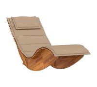 SYDE Chaise longue à bascule en bois d'acacia avec coussin | Ergonomique pour extérieur, résistant aux intempéries, design de grille, stable et sûr