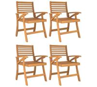 SYDE Chaises de jardin 4 unités en bois massif d'acacia 58 x 58 x 87 cm | Dossier incurvé confortable, design à lattes, pieds élégants, usage extérieur