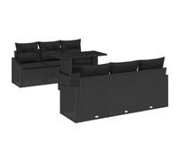 SYDE Ensemble canapé de jardin 7 unités en rotin synthétique noir | Modulaire, acier enduit, coussins mousse, rangement caché, extérieur