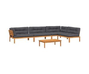 SYDE Ensemble de canapés en palettes de jardin 5 pièces en bois d'acacia | Modulaire, coussins inclus, résistant à l'air, nettoyage facile, maximum 110 kg par siège