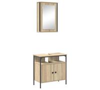 SYDE Ensemble de meubles de salle de bain 2 pièces Marron 60 x 30 x 60 cm | Montage mural, portes à charnières, bois élaboré résistant aux taches