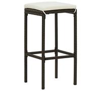 SYDE Lot de 2 tabourets de bar en rotin synthétique marron | Structure en acier, coussin en polyester déhoussable, repose-pieds intégré, utilisation au restaurant ou à la salle à manger