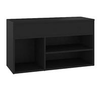 SYDE Meuble à chaussures en bois d'ingénierie Noir 80 x 30 x 45 cm | 2 étagères, compartiment latéral, coffre, siège supérieur, rangement entrée