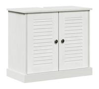 SYDE Meuble bas de lavabo vintage en bois avec manche 68 x 34 x 59 cm | Rangement avec compartiments, étagère organisateur, salle de bain style rétro, serviettes et produits