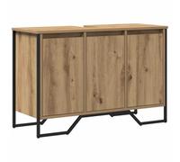 SYDE Meuble de lavabo en chêne 91 x 35 x 60 cm | Bois durable, tiroirs coulissants, cadre noir en acier, design indépendant
