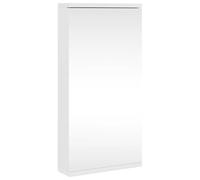 SYDE Meuble de salle de bain d'angle avec miroir blanc 60 cm | Bois ingénierie résistant à l'humidité, 2 étagères amovibles, montage mural, organisateur de serviettes