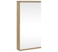 SYDE Meuble de salle de bain d'angle avec miroir chêne 30 x 24 x 60 cm | Bois d'ingénierie, 2 étagères amovibles, montage mural, résistant à l'humidité