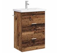 SYDE Meuble de salle de bain en bois 61 x 40 x 84,5 cm Lavabo | Robuste, tiroirs larges, poignées argentées, nettoyage facile, organiseur