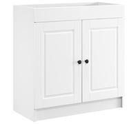 SYDE Meuble sous lavabo blanc 78,5 x 37,5 x 81 cm | Bois élaboré, portes 90 degrés, boutons en métal, étagères larges, assemblage facile