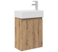 SYDE Module de salle de bain en chêne Artisan 45,5 x 22,5 x 84 cm | Montage mural, robinet mélangeur chaud et froid, bonde à bouton-poussoir, portes réversibles, bois durable