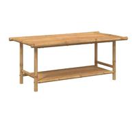 SYDE Table basse en bambou 110 x 55 x 45 cm | Lattes ventilées, surface robuste, rangement, utilisation intérieure et extérieure