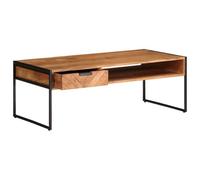 SYDE Table basse en bois massif d'acacia 110 x 55 x 40 cm | Avec rangement, pieds surélevés, utilisation intérieure et extérieure, pour salon ou chambre