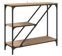 SYDE Table console chêne 88,5 x 30 x 75 cm | Bois massif, structure en acier, étagère large, style rustique moderne, pour entrée ou salon