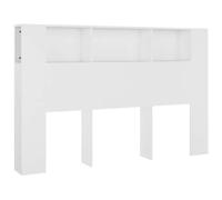SYDE Tête de lit blanche 160 x 18,5 x 104,5 cm | Contre-plaqué, 5 compartiments, fixation murale, design moderne