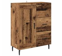 SYDE Vitrine avec tiroir en bois vieilli 69,5 x 34 x 90 cm | Étagères encastrées, tiroirs avec roulements, portes à charnières, pieds en fer, pour salle à manger