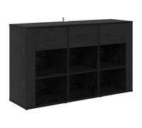 SYDE Vitrine chêne noir 100 x 30 x 59,5 cm Bois d'ingénierie | Rangement spacieux, tiroirs avec glissières lisses, design rustique élégant, nettoyage facile