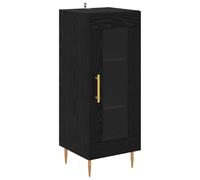 SYDE Vitrine chêne noir 34 x 34,5 x 90 cm Bois d'ingénierie | Portes extérieures, poignées dorées, pieds robustes, intérieur spacieux pour salon