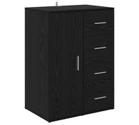 SYDE Vitrine chêne noir 59 x 39 x 80 cm Bois d'ingénierie | Étagère avec portes et tiroirs, style rustique, pour salle à manger ou cuisine, nettoyage facile