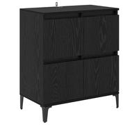 SYDE Vitrine chêne noir 60 x 35 x 70 cm | Bois fabriqué, pieds en fer, portes avec charnières, grand rangement, style rustique